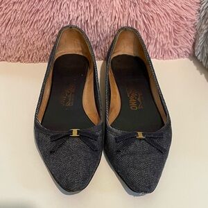 Ferragamo Women's Black Denim Flats
